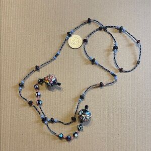 Colorful Beaded Necklace crazy beautiful glass beads no clasp style murano? 38”